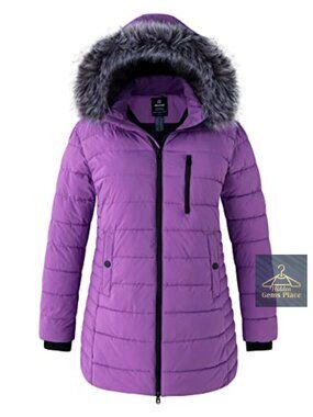 Plus Size Puffer Parka Jacket Hooded Quilted Winter Coat Zip Up